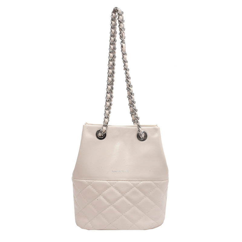 Women's Style Simple Women's Fashion Diamond Texture One-shoulder Bucket Crossbody Bag