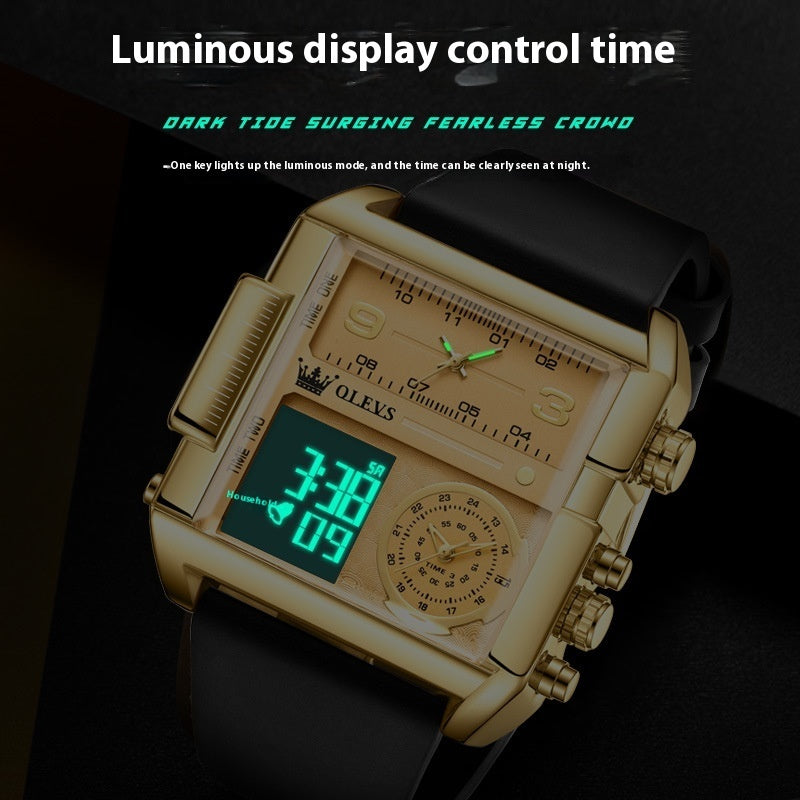 Orologio da uomo Olevs impermeabile, cronografo digitale, multifunzione, movimento al quarzo, orologio elettronico