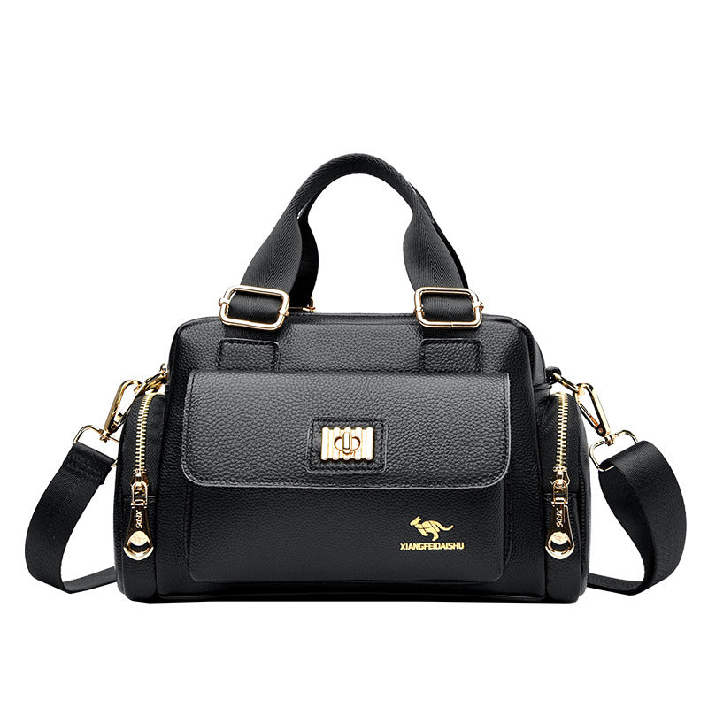 Women's Fashionable Large Capacity Handbag Original Leather Multi-functional Zipper Pocket Women's Shoulder Messenger Bag