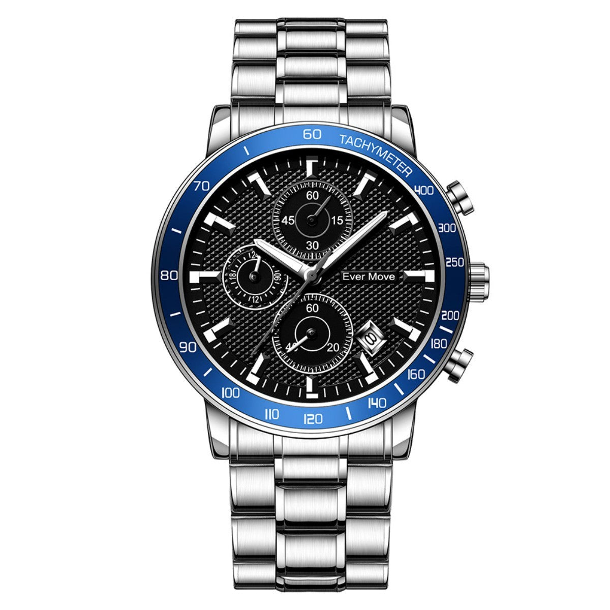 Orologio al quarzo da uomo Ever Move, impermeabile, per adulti, con tre lancette, cinturino in acciaio, piccolo orologio luminoso