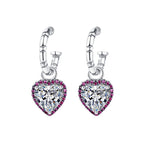 Sterling Silver Peach Heart Set Zircon Personalized Versatile Earrings