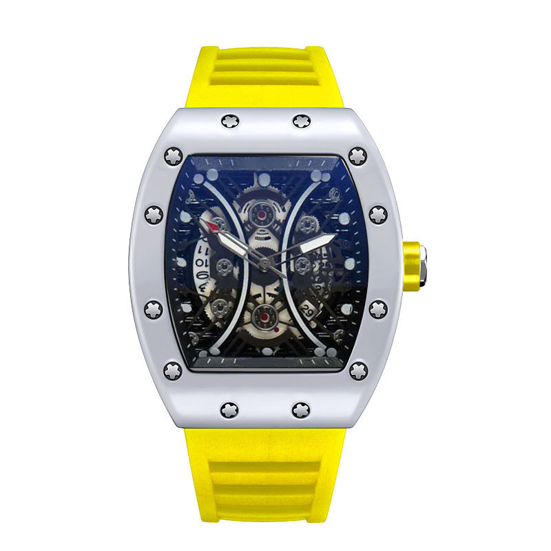 Luxury Automatic Quartz Hollow Luminous Waterproof Barrel-shaped Men's Watch