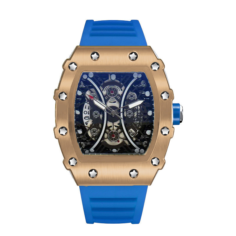 Luxury Automatic Quartz Hollow Luminous Waterproof Barrel-shaped Men's Watch