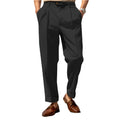 Heren casual broek Comfortabele mid-waist knoopsluiting Rechte pakbroek Modieuze katoenen vrijetijdsbroek voor heren