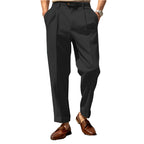 Men's Casual Pant Comfortable Mid-waist Button Straight Suit Pants
