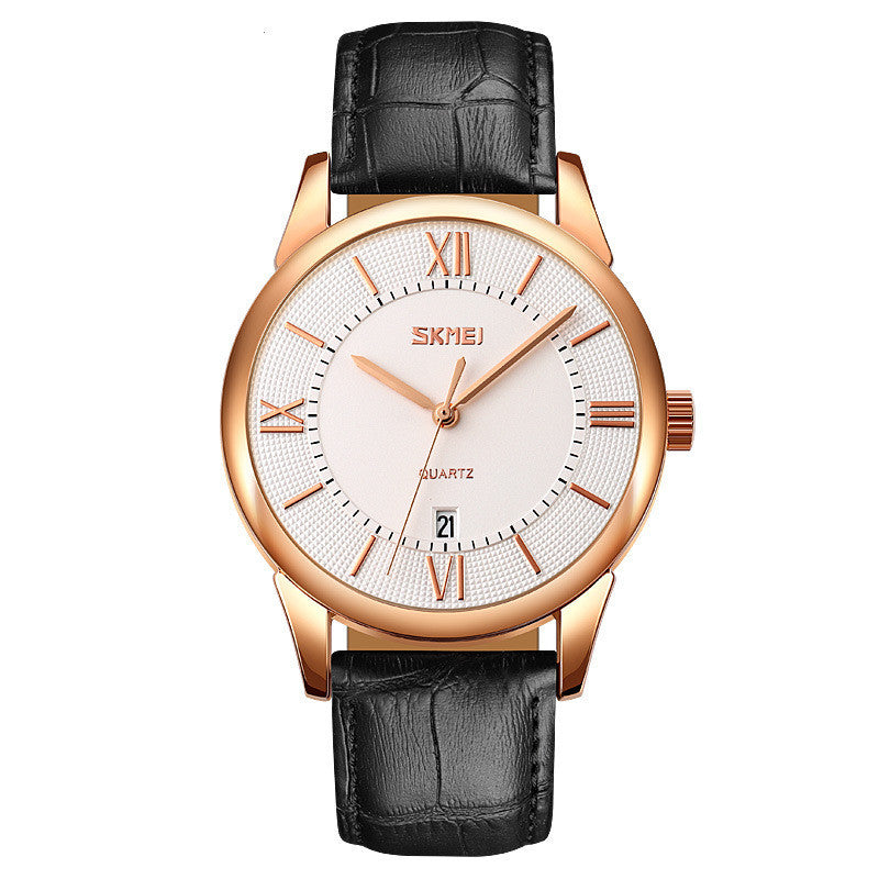 Skmei Men's Quartz Watches Waterproof Stainless Steel Original Leather Strap Waterproof Luxury Wristwatches