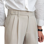 Fashion Mid-High Waist Straight Cropped British Pants Men's