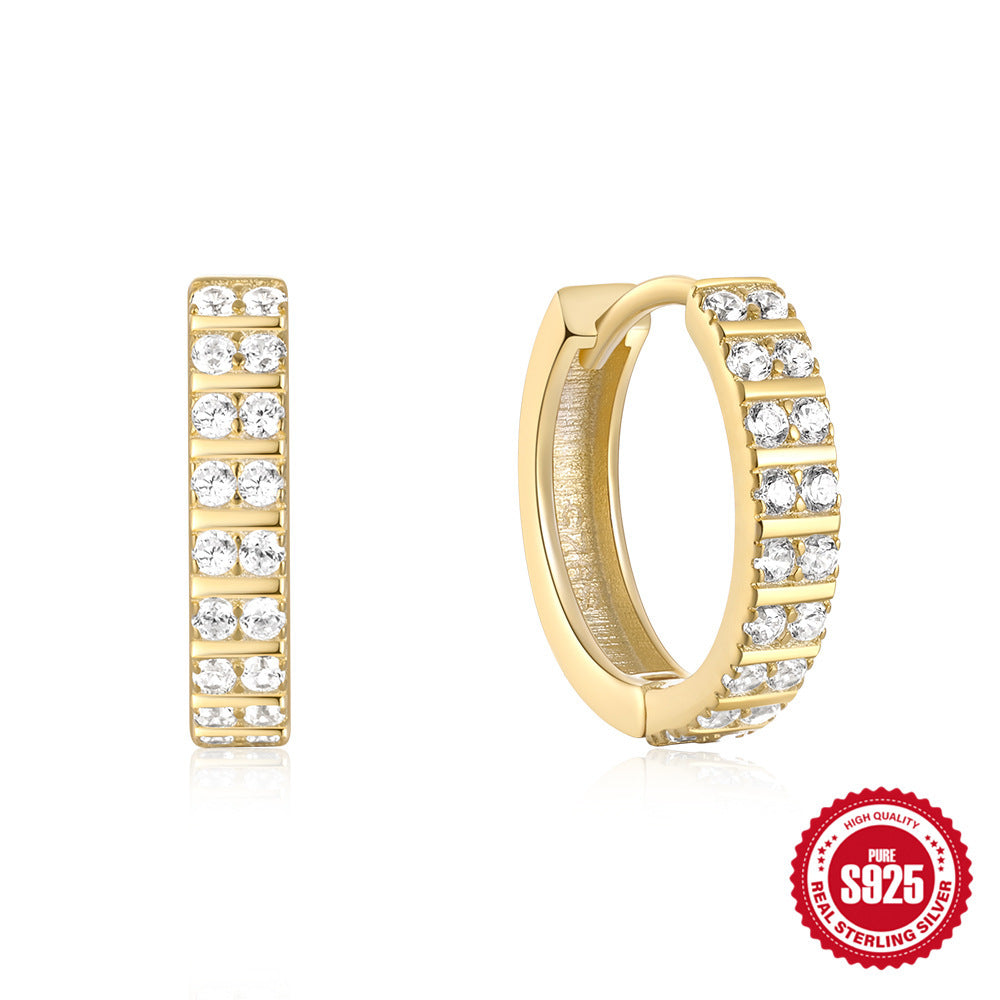 Women Luxury Earrings High Quality Elegant Sparkly Diamond Hoops Gold Plated S925 Silver Zircon Hoop Women Earrings - Acquisti Online