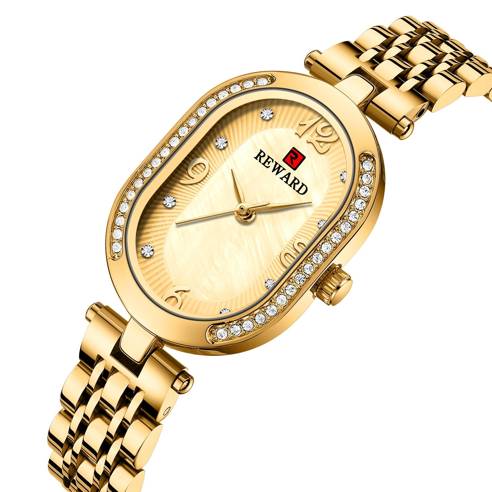 REWARD Women's Luxury Quartz Watch Stainless Steel Band Rhinstone Crafted Waterproof Women Quartz Watch