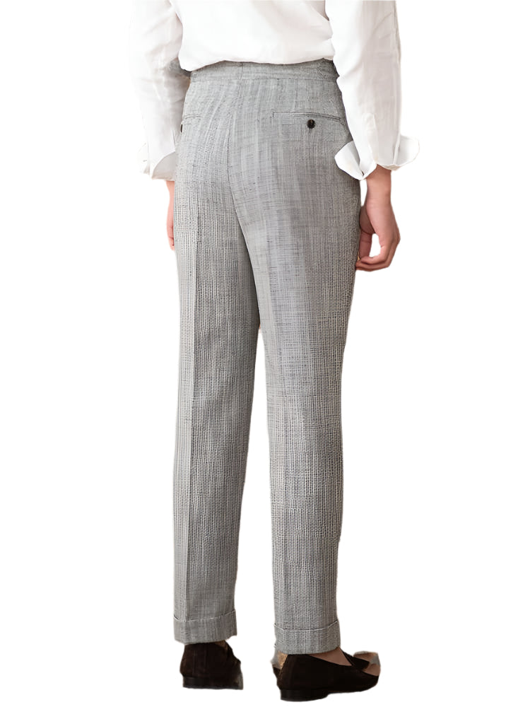 Heren modieuze zakelijke casual formele broek katoen linnen dun ademend casual hoge taille rechte heren casual broek