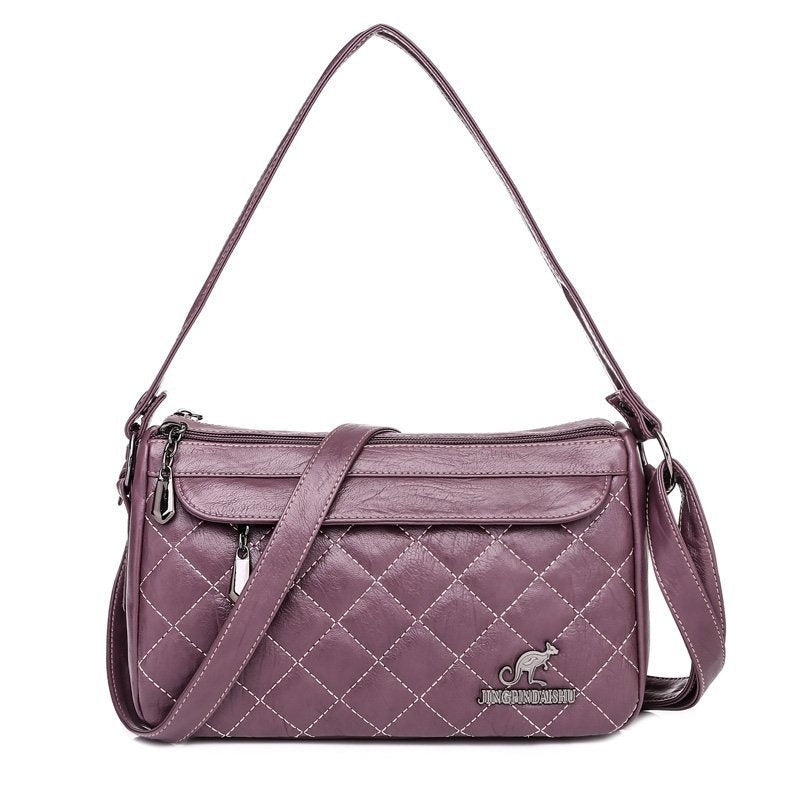 Women's Shoulder Bag Large Capacity Crossbody Multi Zipper Pocket PU Soft Leather Textured Fashionable Women's Crossbody Bag
