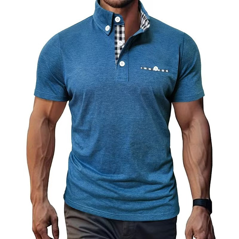 European And American Style Men's Clothing Plaid Short-sleeved Top - Acquisti Online