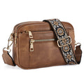 Women's Crossbody Purse Shoulder Bag PU Leather Small Square Triple zipper Floral Embroidered Straps Women Crossbody Bags - Acquisti Online