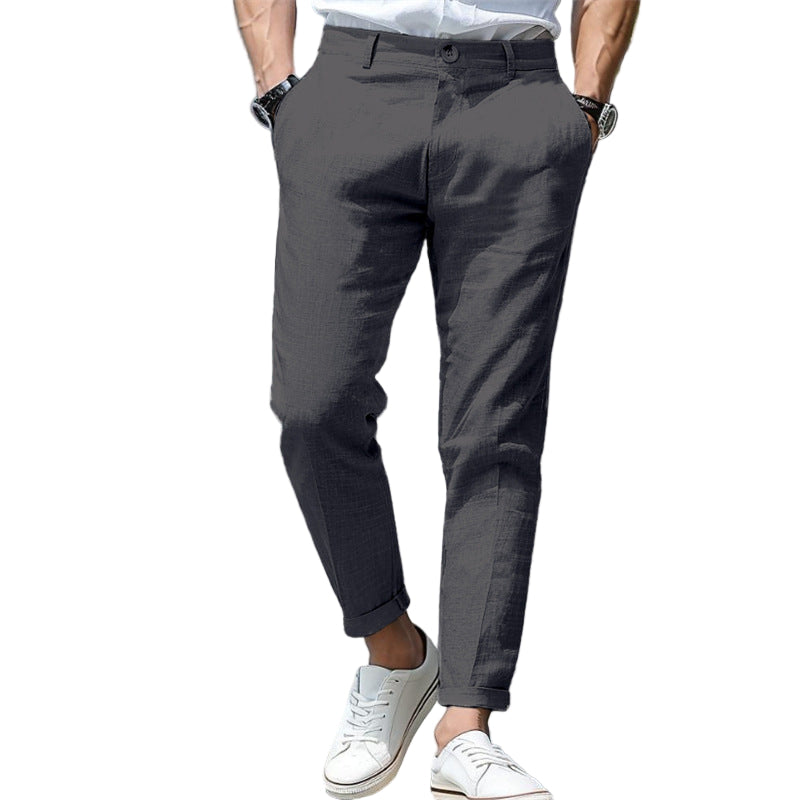 Men's Linen Summer Button Front Slant Pocket Straight-leg pant - Acquisti Online