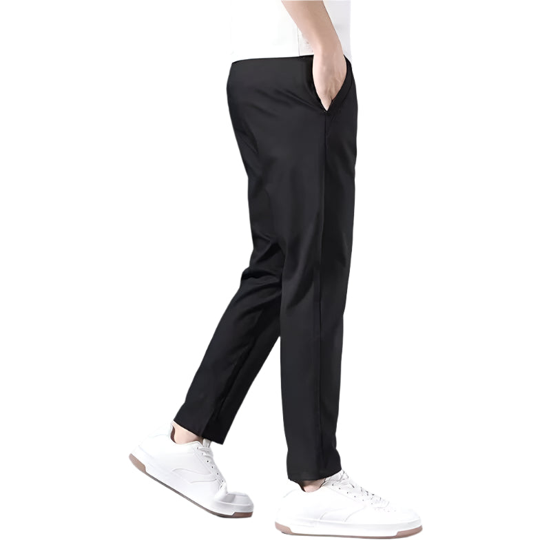 Heren modieuze zakelijke casual formele broek effen kleur polyester dun recht micro elasticiteit heren casual broek