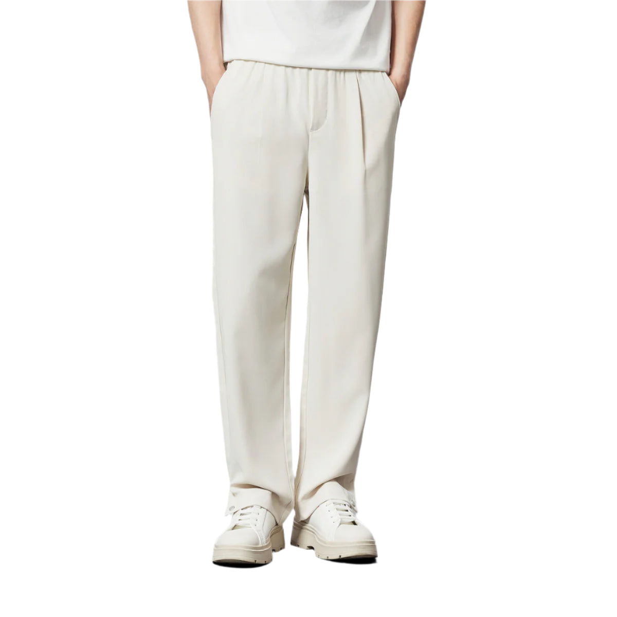 Fashion Elastic Waist Drawstring Straight Men's Casual Pants