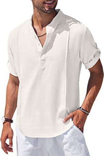 Heren casual strandoverhemd korte mouw zomeroverhemd