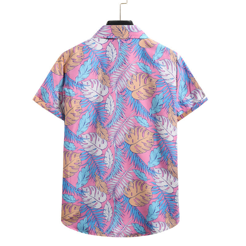 Camicia hawaiana casual con scollo a V di alta qualità, in cotone vintage, con stampa floreale 3D, alla moda, da uomo