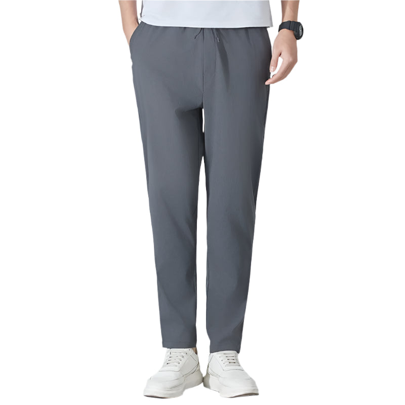 Men's Fashionable Ice Silk Pants Quick-drying Thin Loose Straight Men's Trousers Double Layer Belt Fashion Men's Trousers