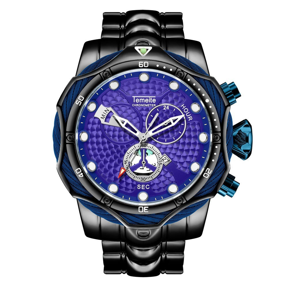 Temeite Brand Luxury Design Men's Quartz Watch Steel Band Quartz Wristwatch