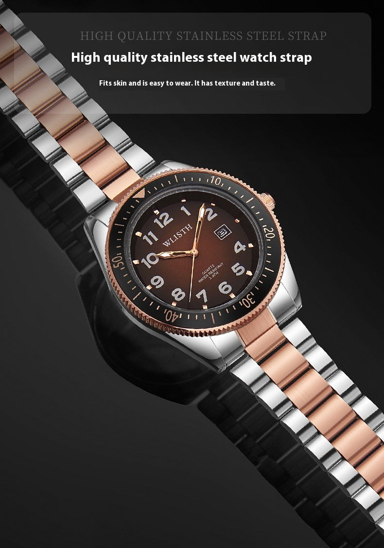 Men's Waterproof Luminous Calendar Quartz Watch Leather Strip