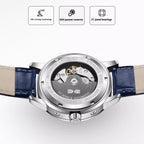 Man Automatic Leather Band Crystal Bezel Zircon Dial Luxury Waterproof Watch - Acquisti Online