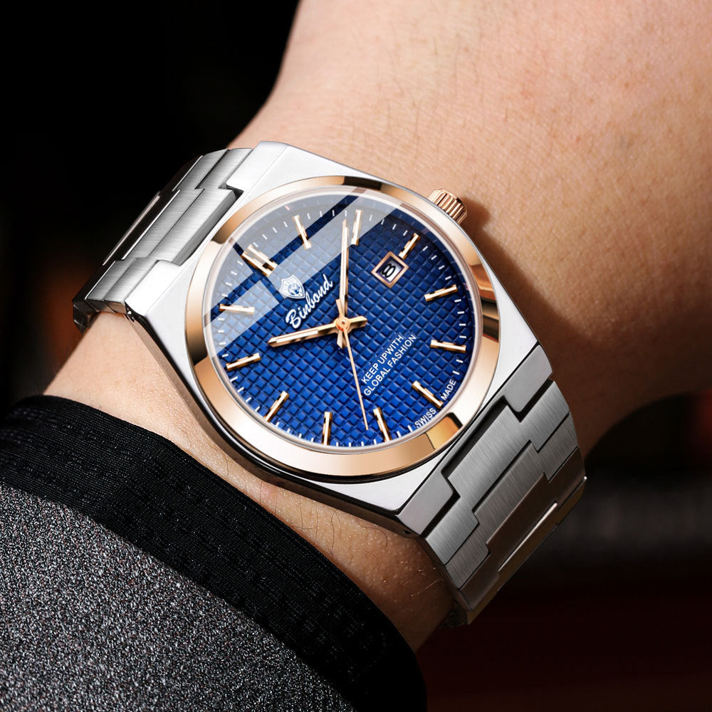 Binbond Men's Steel Quartz Watch For Men Luminous Fashion Trendy Waterproof Men's Quartz Watch