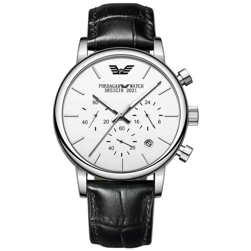 Orologio da uomo casual elegante, multifunzionale, automatico al quarzo, impermeabile, con cinturino in acciaio