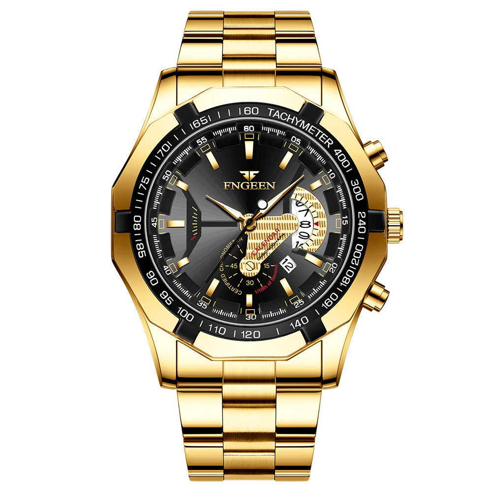 Orologio da Uomo Fngeen Impermeabile Movimento Automatico al Quarzo Luminoso Cinturino in Acciaio Orologio da Uomo Elegante per il Business