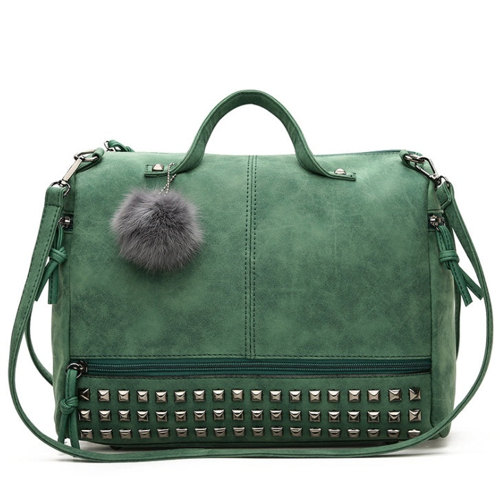 Fashionable Women's Hand Bag Pillow Bag European and American Fashion Large Capacity Matte Rivet Big Shoulder Bag