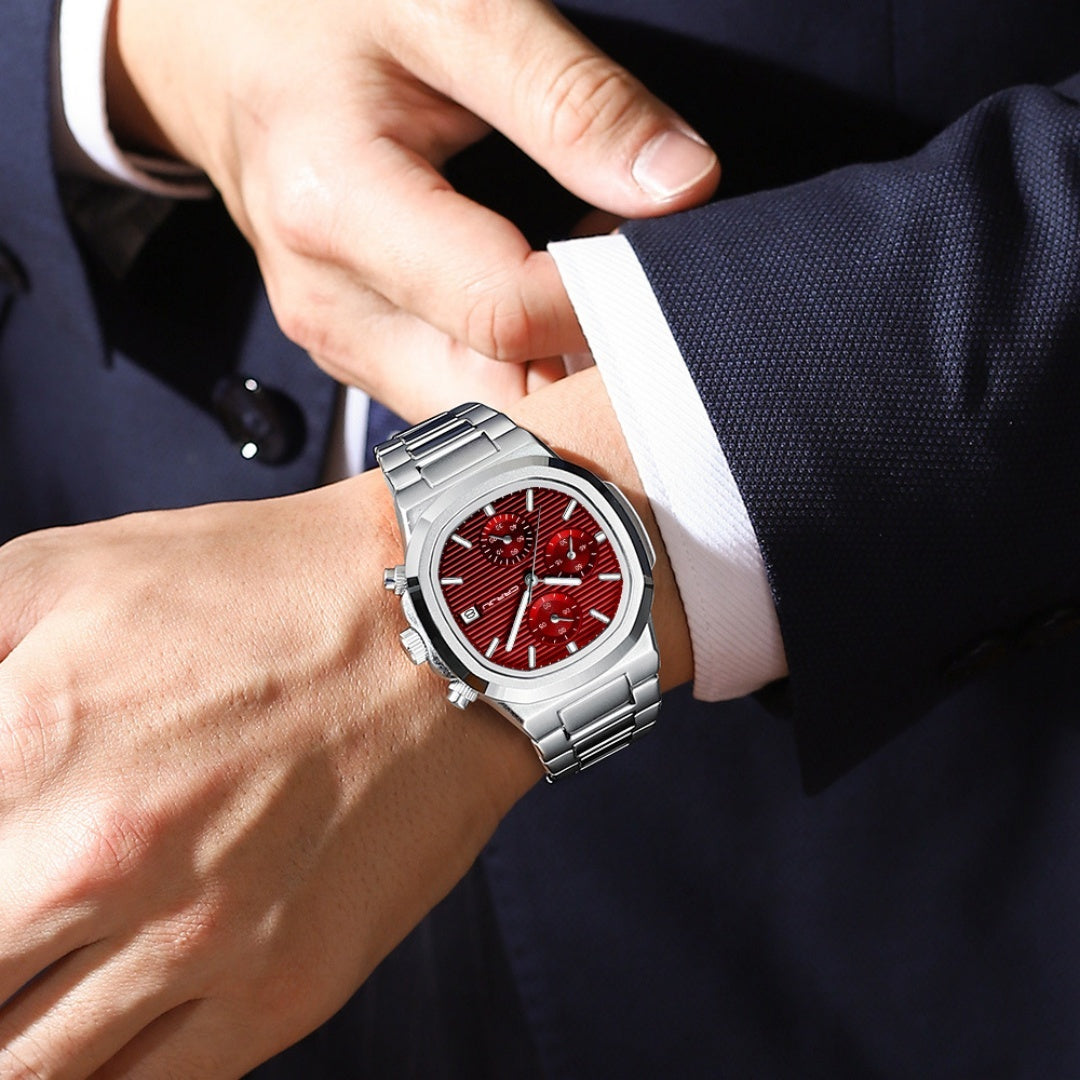 Fashionable Men's Quartz Watch Multifunctional Waterproof Calendar Luminous Stainless Steel Six-pin Men's Quartz Watch