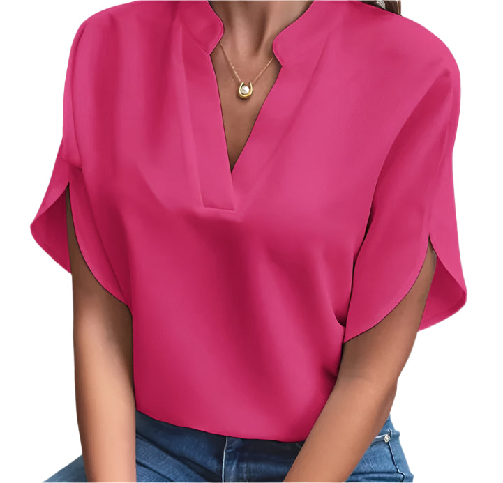Zomers kort mouwen chiffon shirt Nieuw V-hals shirt Dames casual veelzijdige kleding
