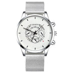 GINEVRA Men's Wrist Watch Military Stainless Steel Casual Date Analog Quartz Watch