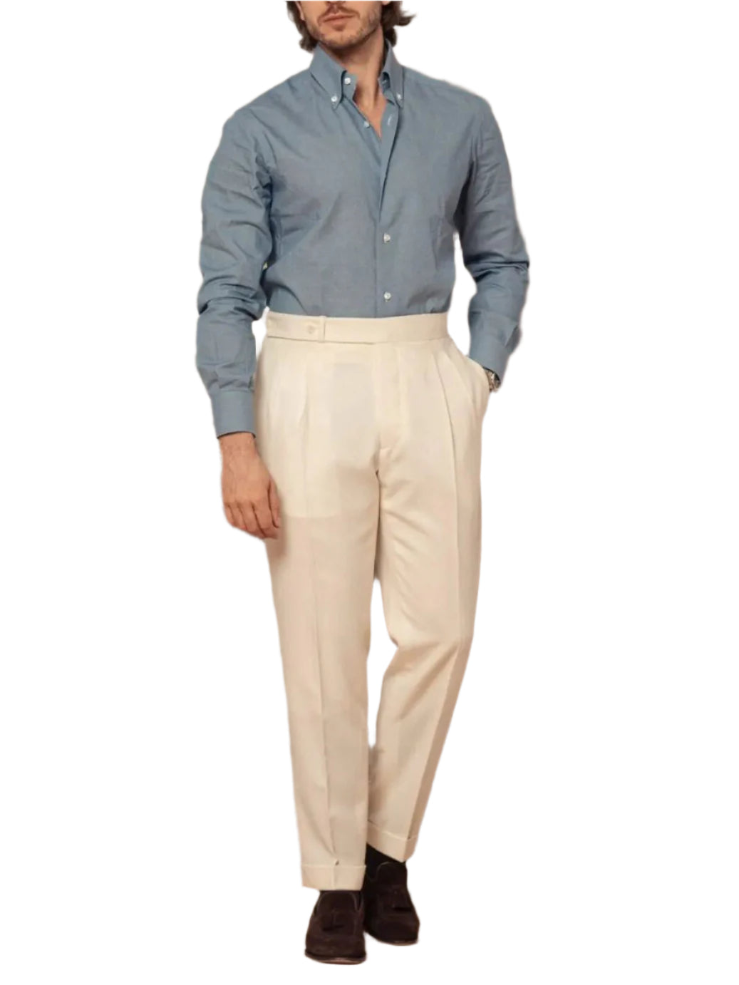 Men's Solid Color Button Pants