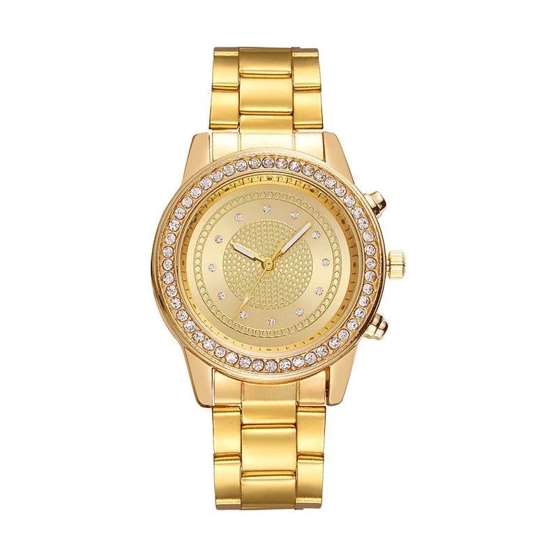Women's Luxury Fashion Quartz Watch Rhinestone Analog Quartz Wrist Watch Stainless Steel Women Automatic Quartz Watch