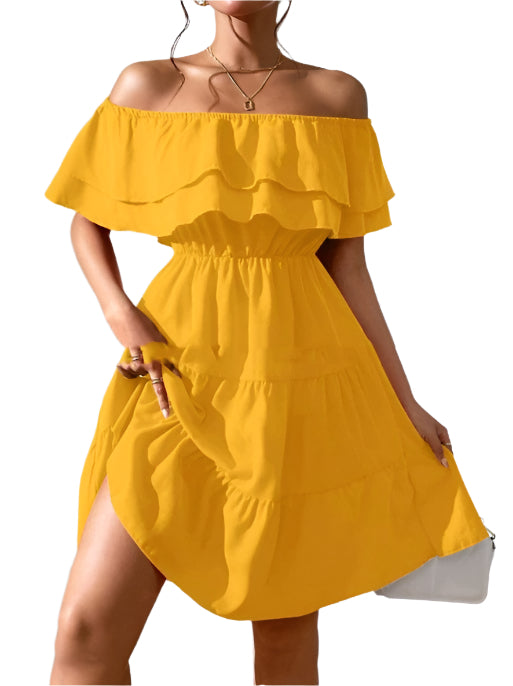 Effen kleur casual damesjurk van gemiddelde lengte, lente en zomer, perfect voor elke outfit
