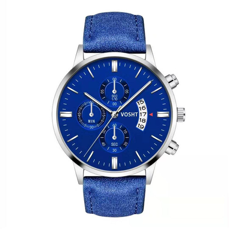 Men's Business Watch Three-eye six-point scale with calendar watch