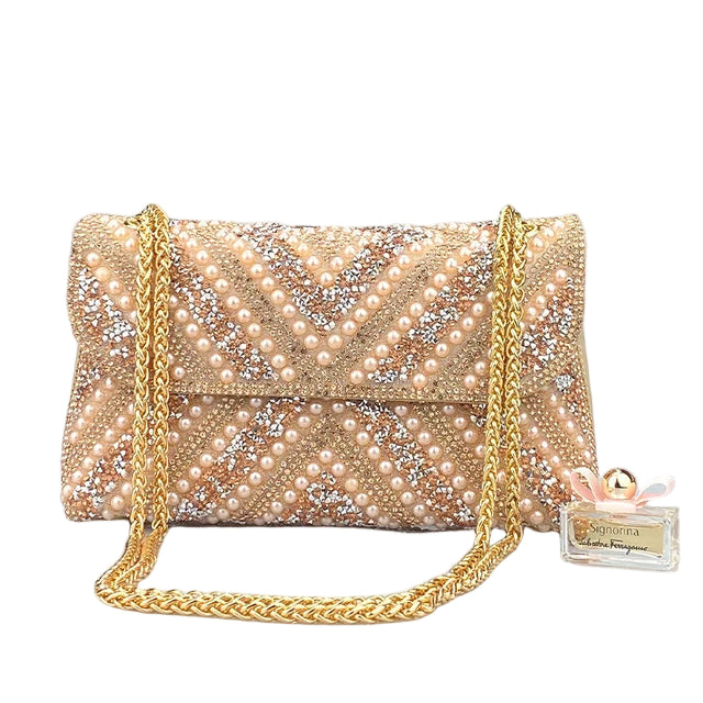 Water Diamond Underarm Handheld Bag with Inlaid Diamond Color Diamond Chain - Acquisti Online