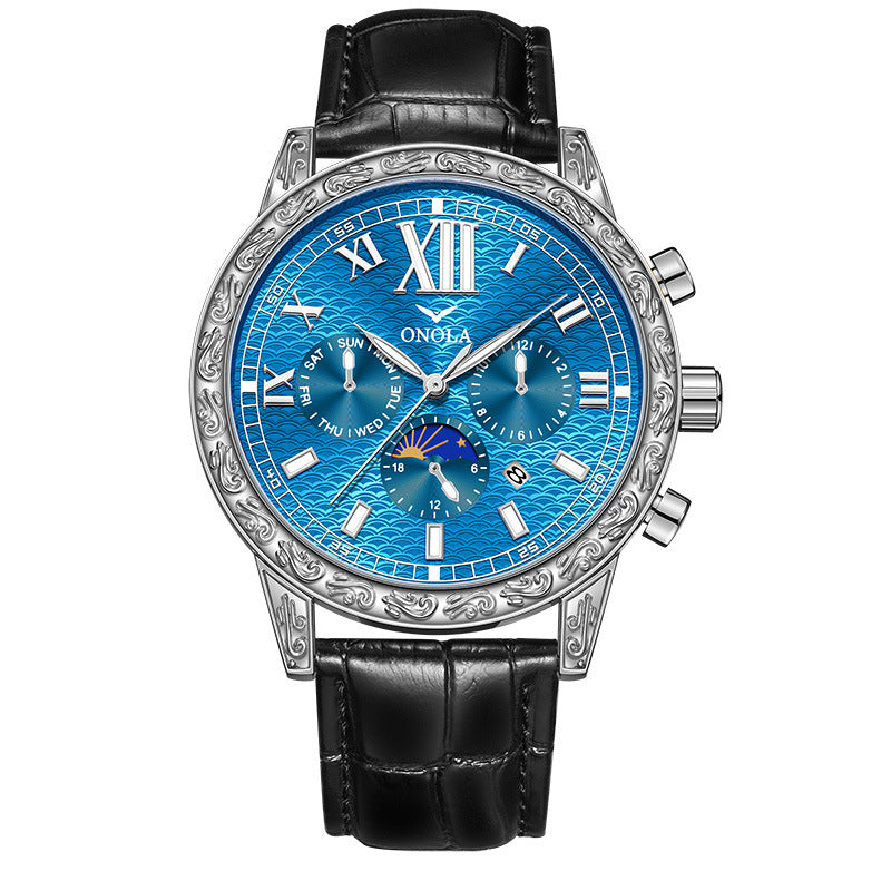 Orologio da uomo ONOLA di lusso, automatico, in oro, con movimento meccanico, luminoso, impermeabile 30 m, cinturino in pelle