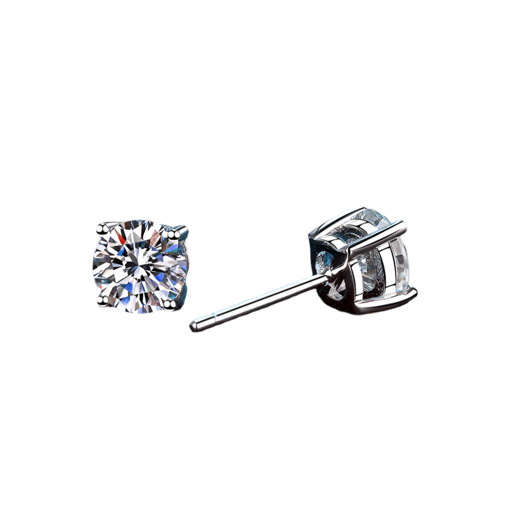 S925 Silver Moissanite Classic Four-Claw Drill Stud Earrings - Acquisti Online