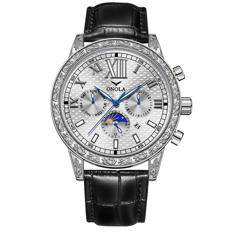 Orologio da uomo ONOLA di lusso, automatico, in oro, con movimento meccanico, luminoso, impermeabile 30 m, cinturino in pelle