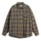 Fashion Vintage Brushed Plaid Long Sleeve Men's Shirt