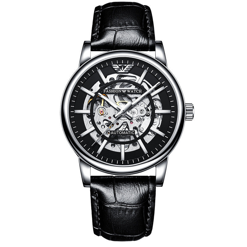 Orologi da polso meccanici automatici alla moda per uomo, analogici, minimalisti, luminosi, scheletrati, orologi da uomo