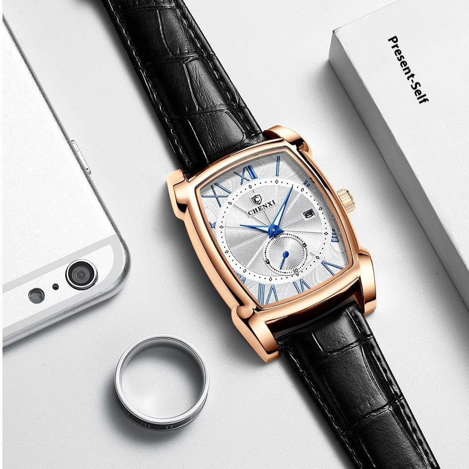 Man Classic Waterproof Leather Band Watch - Acquisti Online