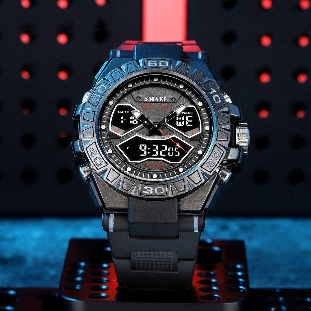 Orologio al quarzo luminoso impermeabile con doppio display