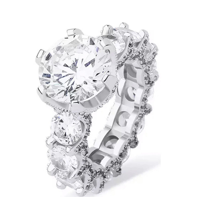 Simple Women's Diamond Copper Set Zircon Ring - Acquisti Online