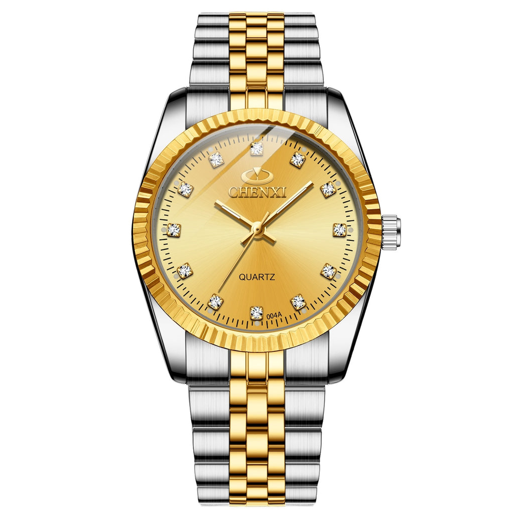 Men's and women's Quartz Rhinestone Simple Steel Belt Watch
