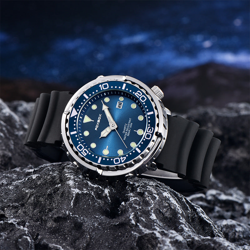 Orologio da uomo Foxbox alla moda con movimento al quarzo automatico, calendario luminoso, personalizzato, classico, a tre lancette, impermeabile