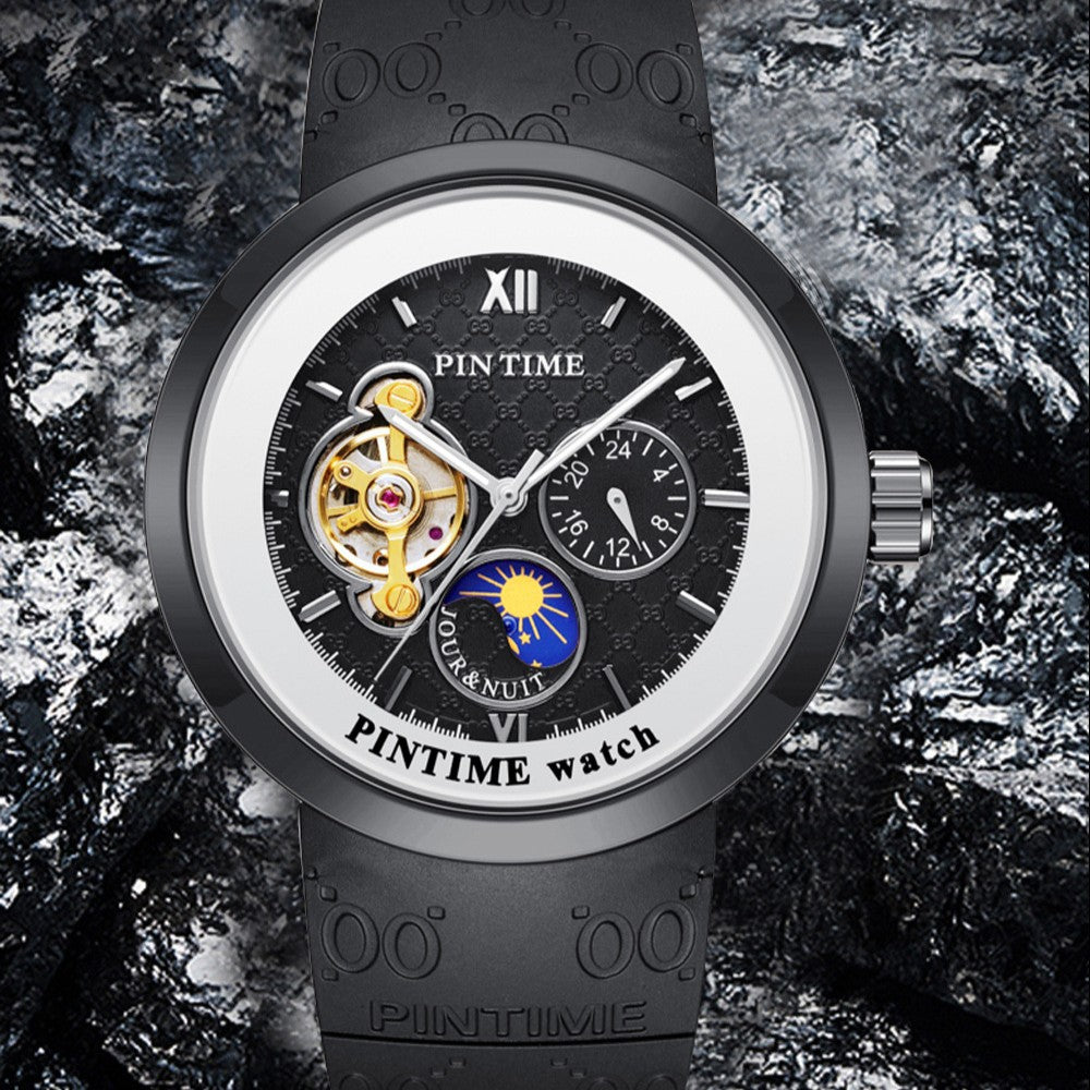 Orologio meccanico automatico da uomo a tre indicatori, impermeabile