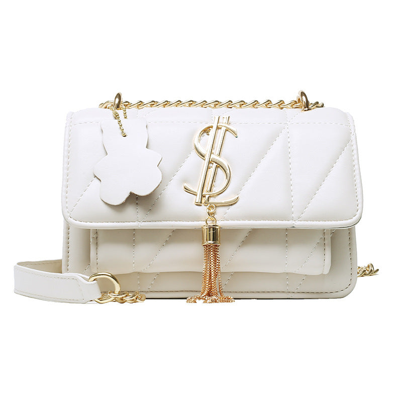 Modieuze dames crossbodytas met PU-ritsvak, schoudertas met grote capaciteit, modieuze ketting, dames crossbodytas